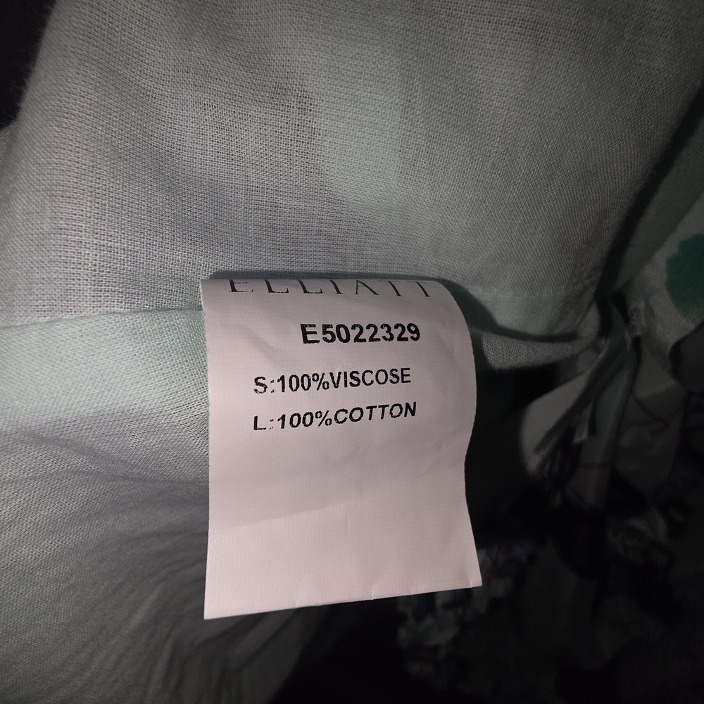 Elliatt "FOND" Ruffle Tiered Mini Dress Mint Watercolor Print Long Sleeve Size L - Picture 11 of 12
